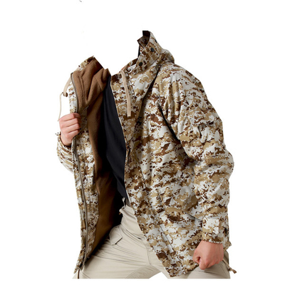 Volwassenen Tactische jassen Mannen Winddicht Camouflage Stand Kraag Polyestervezel met Zipper