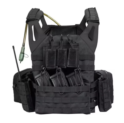 Tactico Zwarte leer schouder Molle tassen Plate Carrier Training Tactical vest met waterzak