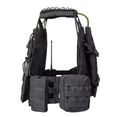 Tactico Zwarte leer schouder Molle tassen Plate Carrier Training Tactical vest met waterzak