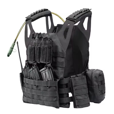 Tactico Zwarte leer schouder Molle tassen Plate Carrier Training Tactical vest met waterzak