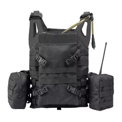 Tactico Zwarte leer schouder Molle tassen Plate Carrier Training Tactical vest met waterzak