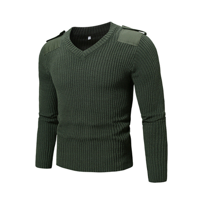 Mannen Olijfgroen Gebreide Herfst-Winter Houd Warm Dikte Gevechtstrui Outdoor Tactische Pullover