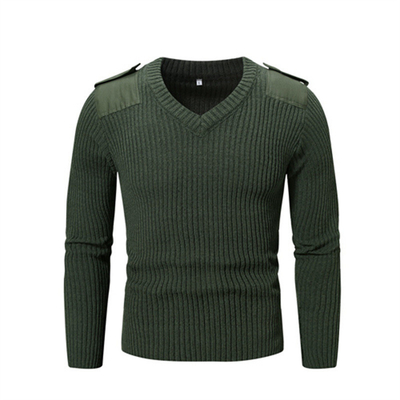 Mannen Olijfgroen Gebreide Herfst-Winter Houd Warm Dikte Gevechtstrui Outdoor Tactische Pullover
