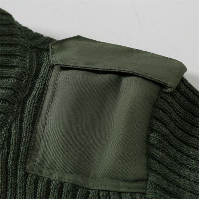 Mannen Olijfgroen Gebreide Herfst-Winter Houd Warm Dikte Gevechtstrui Outdoor Tactische Pullover