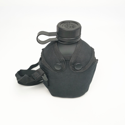 Camping training studenten waterfles aluminium lichaam met rubber gecoate matte afwerking met zak zak schouder strepen