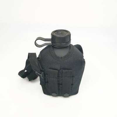 Camping training studenten waterfles aluminium lichaam met rubber gecoate matte afwerking met zak zak schouder strepen