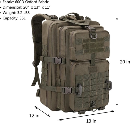 Bergbeklimmen Wandelen Tactische tas Gym Sport Interieur Zipper Pocket 600D Polyester Reisopslag Tactische rugzak