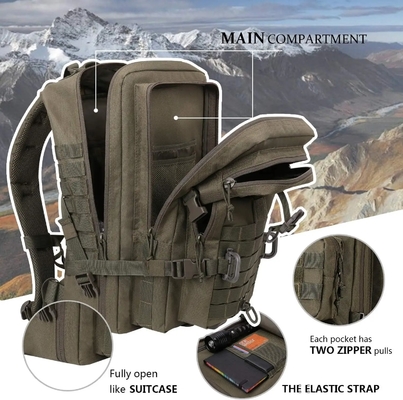 Bergbeklimmen Wandelen Tactische tas Gym Sport Interieur Zipper Pocket 600D Polyester Reisopslag Tactische rugzak