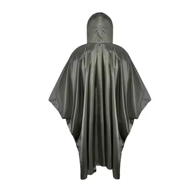 Olijfgroen ademend polyester poncho regenjas voor buitenactiviteiten