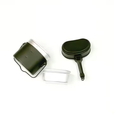 Tactische kantine Olijfgroen Aluminium ketel 3 stukken Lunchbox Tactische Outdoor Gear
