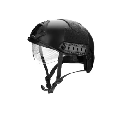 Duurzame zwarte tactische beschermhelm met glas voor tactische training