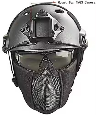 Tactische helm gecombineerd met opvouwbare oorbescherming Half Face Mesh Mask And Glass Set