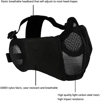 Tactische helm gecombineerd met opvouwbare oorbescherming Half Face Mesh Mask And Glass Set
