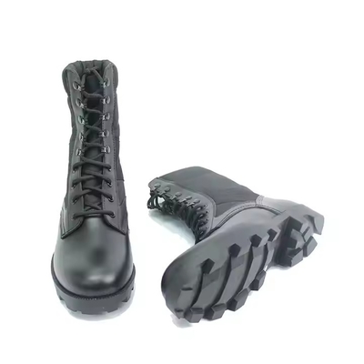 Zwarte full grain lederen veiligheidsschoenen rubberen harde zolen PU echt lederen buitenschoenen voor mannen