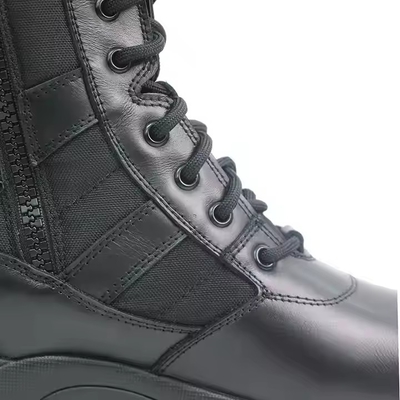 Zwarte full grain lederen veiligheidsschoenen rubberen harde zolen PU echt lederen buitenschoenen voor mannen