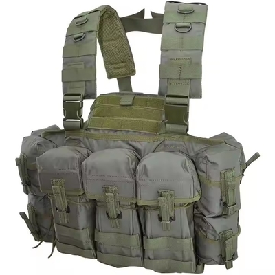 Groen nylon materiaal Tactisch borststuk met tijdschriftzak voor tactische training en buitenactiviteiten